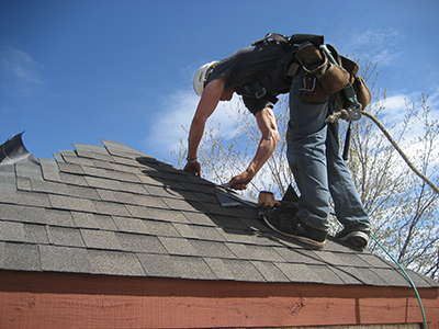 Worker working on a roof