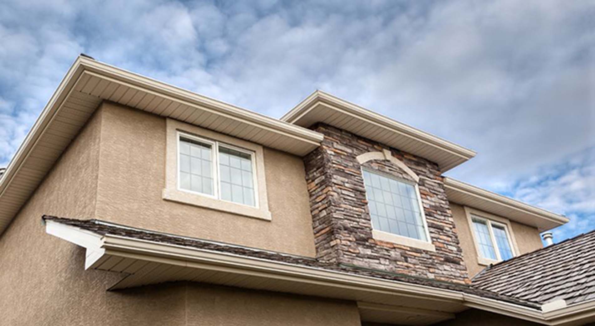 Eavestrough and fascia on a Winnipeg home