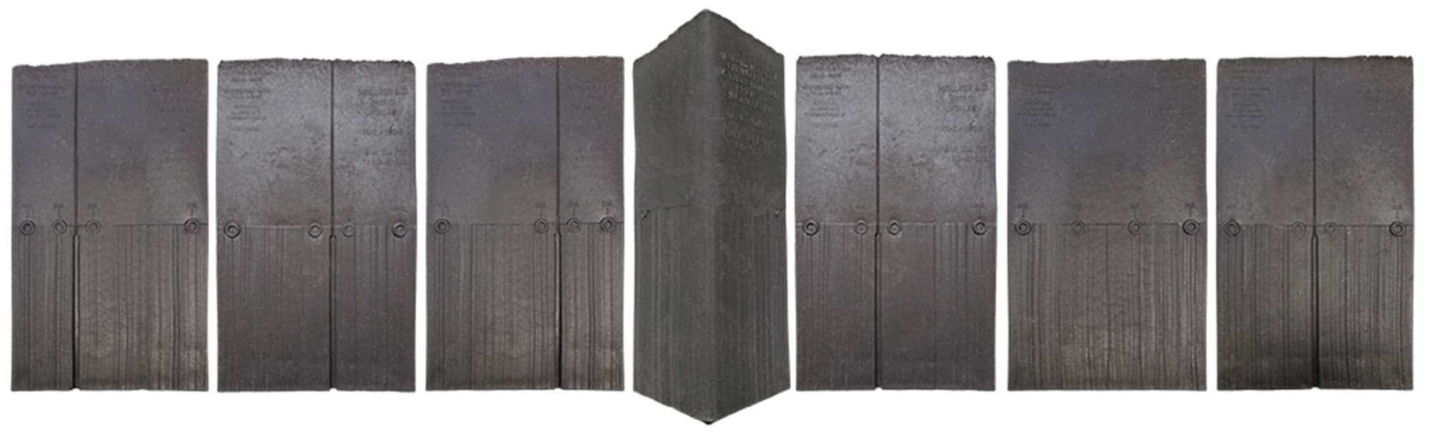 seven example shingles of Enviroshake, brown
