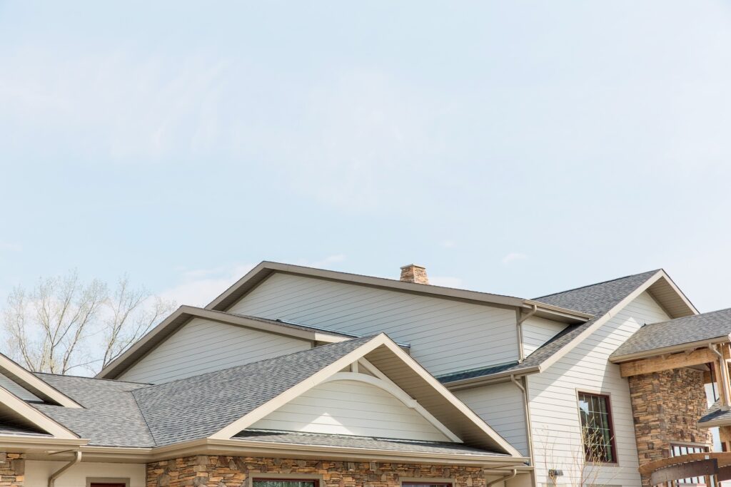 Roof view of shingles and windows of Springfield Place.